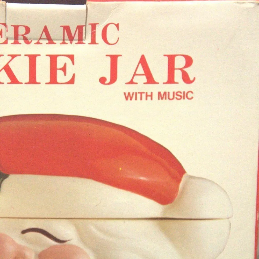 Vintage Ceramic Santa Claus Cookie Jar with Music Plays Jingle Bells